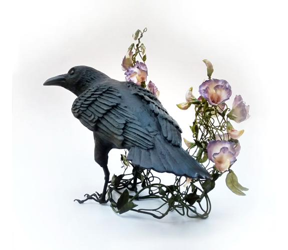 "Crow with Sweet Peas" - Loralin Toney
